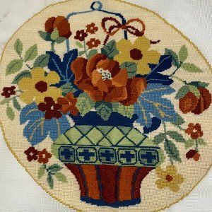 Vintage Needlepoint Floral Arrangement #4194